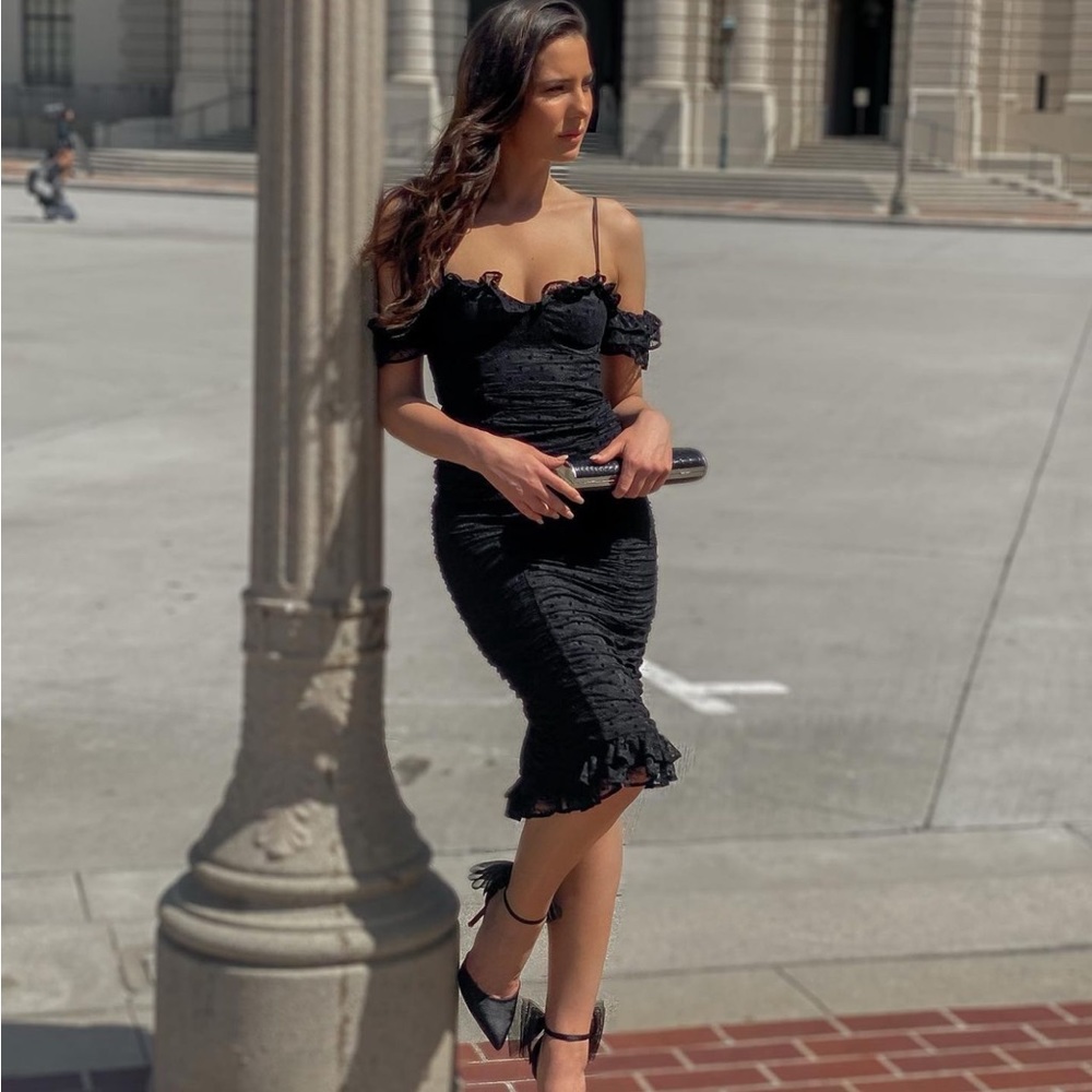 NWT Revolve Majorelle Clare Lace Midi Dress in Black